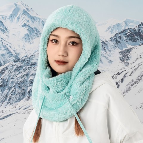 Ciepła kominiarka z futerka zimowa narciarska Arctic Velvet rozmiar M - miętowa Ciepła kominiarka z futerka zimowa narciarska Arctic Velvet rozmiar M - miętowa