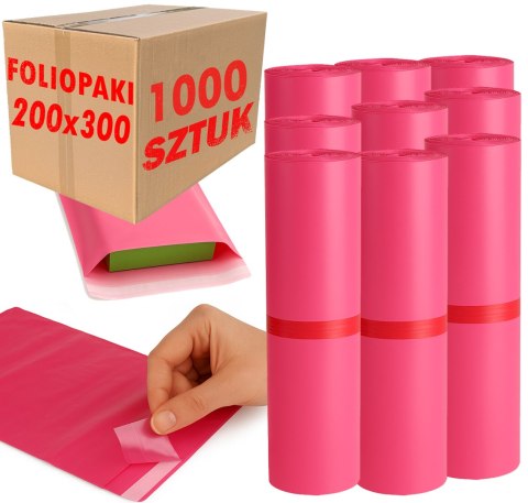 Foliopaki Kurierskie Różowe 200x300mm - 1000 szt. Foliopaki Kurierskie Różowe 200x300mm - 1000 szt.