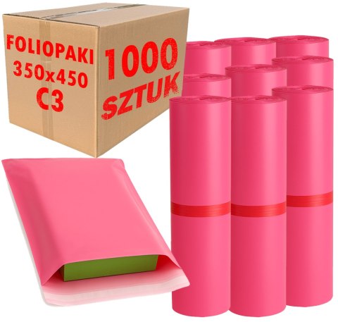 Foliopaki Kurierskie Różowe C3 350x450mm - 1000 szt. Foliopaki Kurierskie Różowe C3 350x450mm - 1000 szt.
