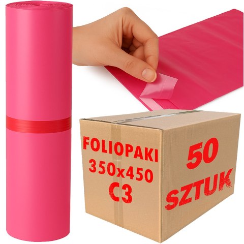 Foliopaki Kurierskie Różowe C3 350x450mm - 50 szt. Foliopaki Kurierskie Różowe C3 350x450mm - 50 szt.