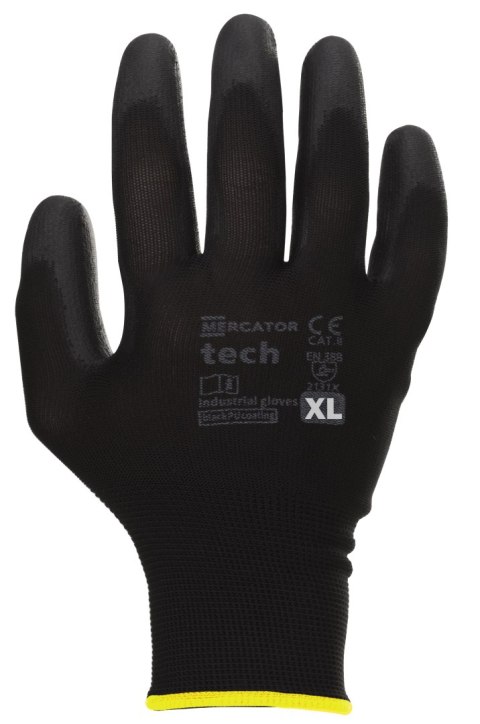 Rękawice Robocze MERCATOR Tech Black+Black PU - 1 Para (7 - S) Rękawice Robocze MERCATOR Tech Black+Black PU - 1 Para (7 - S)