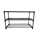 Szafka na buty półka regał stojak na obuwie 60x28x38 3-TIER BLACK PLASTIC+METAL